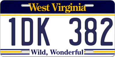 WV license plate 1DK382