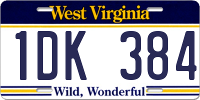 WV license plate 1DK384