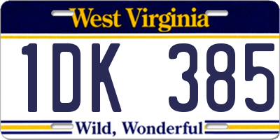 WV license plate 1DK385