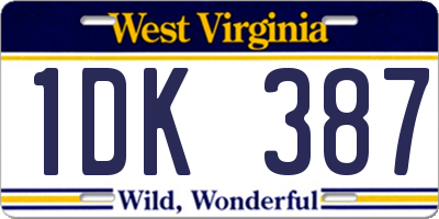 WV license plate 1DK387