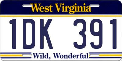 WV license plate 1DK391