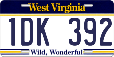 WV license plate 1DK392