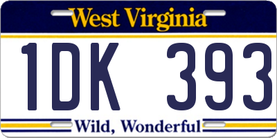 WV license plate 1DK393