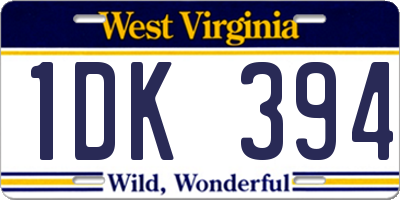 WV license plate 1DK394
