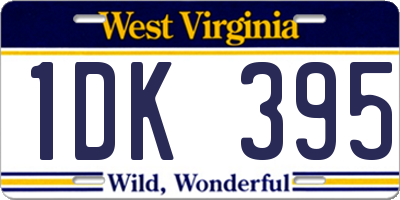 WV license plate 1DK395