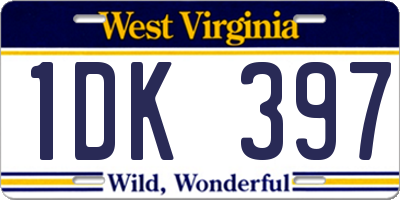 WV license plate 1DK397