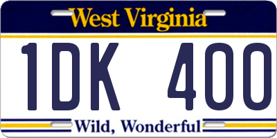 WV license plate 1DK400