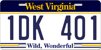 WV license plate 1DK401