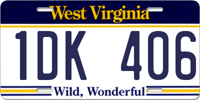 WV license plate 1DK406