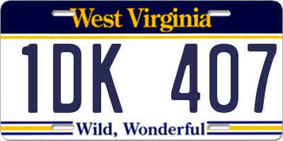 WV license plate 1DK407