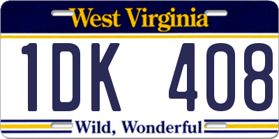 WV license plate 1DK408