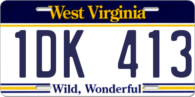 WV license plate 1DK413