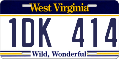 WV license plate 1DK414