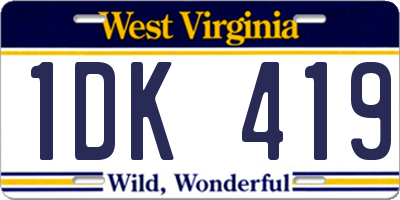 WV license plate 1DK419