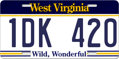 WV license plate 1DK420