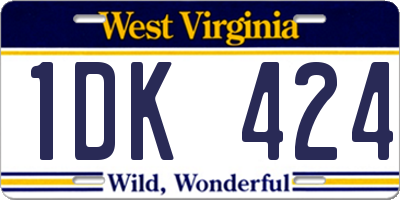 WV license plate 1DK424