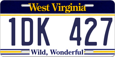 WV license plate 1DK427