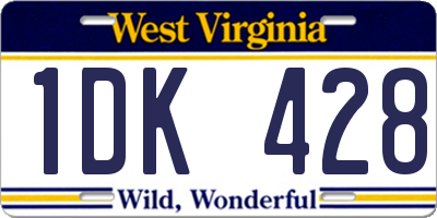 WV license plate 1DK428