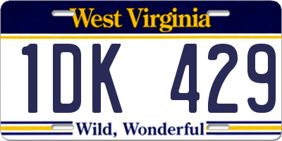 WV license plate 1DK429