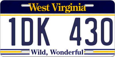 WV license plate 1DK430