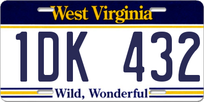 WV license plate 1DK432