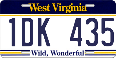 WV license plate 1DK435