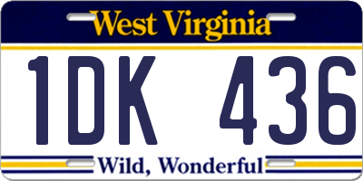 WV license plate 1DK436
