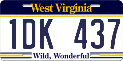 WV license plate 1DK437