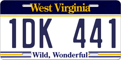WV license plate 1DK441