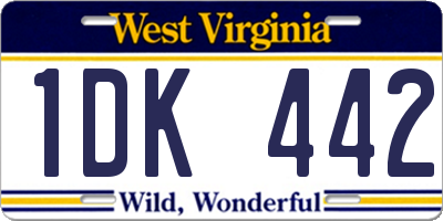 WV license plate 1DK442