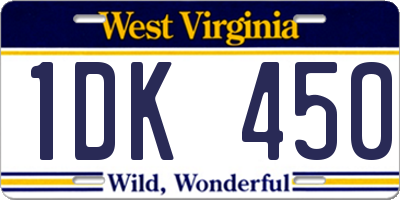 WV license plate 1DK450
