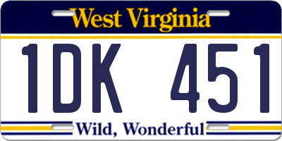 WV license plate 1DK451