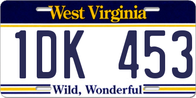 WV license plate 1DK453