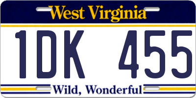 WV license plate 1DK455