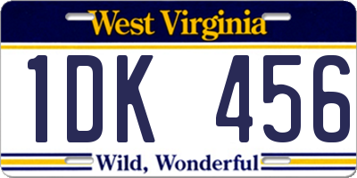 WV license plate 1DK456