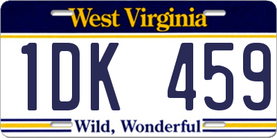 WV license plate 1DK459
