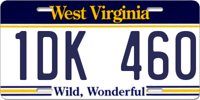 WV license plate 1DK460