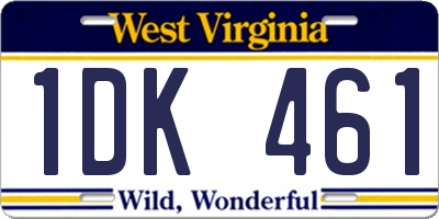 WV license plate 1DK461