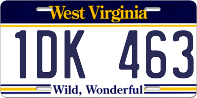 WV license plate 1DK463