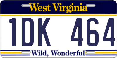 WV license plate 1DK464