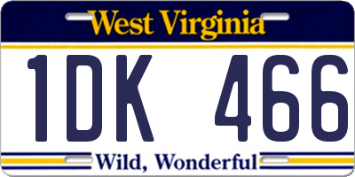 WV license plate 1DK466