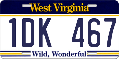 WV license plate 1DK467