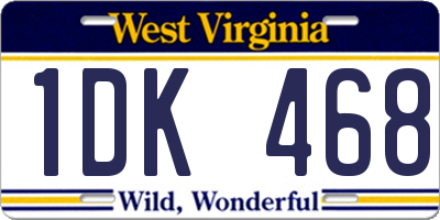 WV license plate 1DK468