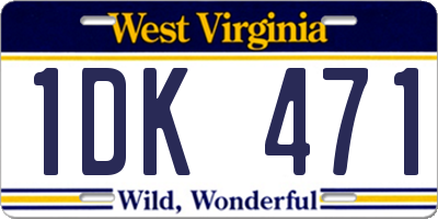 WV license plate 1DK471
