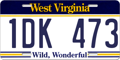 WV license plate 1DK473