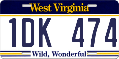 WV license plate 1DK474