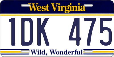 WV license plate 1DK475