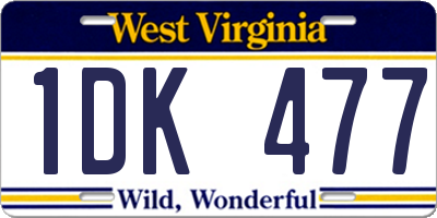 WV license plate 1DK477