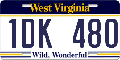 WV license plate 1DK480