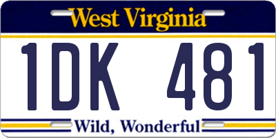 WV license plate 1DK481